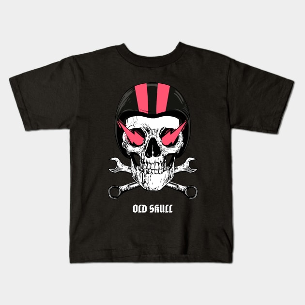 Old Skull Design Kids T-Shirt by ArtPace